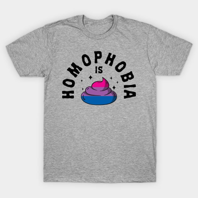 Homophobia Is Poop LGBT Funny Bi Pride T-Shirt by Kuehni